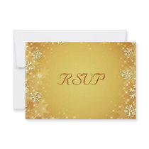 Golden Snowflakes RSVP Card Custom Invite