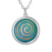 Golden Spiral Bright Blue Silver Necklace Jeweller