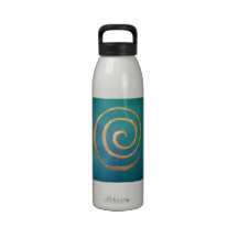 "Golden Spiral on Light Blue" by Philip Bowman Drinking Bottles