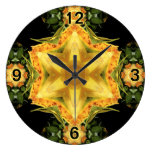 Golden Star Flower Wall Clocks
