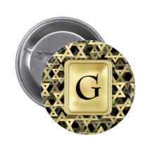 Golden Star Of David Button