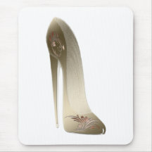 Golden Stiletto High Heel Shoe Art Mousemat