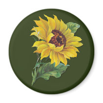 Golden Sunflower Fridge Magnet