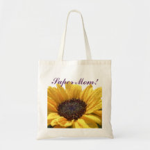 Golden Sunflower "Super Mom" Canvas Bag