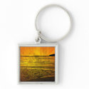 Golden Sunset on Beach Keychain