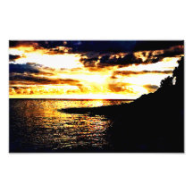 Golden Sunset Over the Water in Dominica Photograph