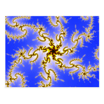 Golden Swirl on Blue - fractal design Postcards