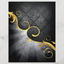 golden swirl on greys damask classy design flyer design
