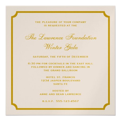 Golden tan square frame corporate holiday formal custom announcements