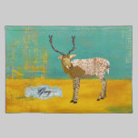 Golden Teal Ornate Deer Name Plate  Placemat placemats