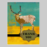 Golden Teal Ornate Deer  Thank You Postcard postcards