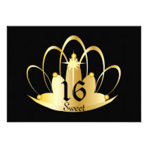 Golden Tiara Sweet Sixteen Invitation-Customize