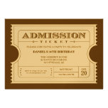 Golden Ticket Invitations on Gold Sparkle Paper