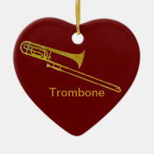 Golden Trombone Christmas Ornaments