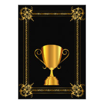 Golden trophy cup invites