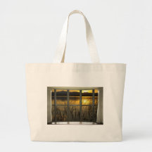 golden-twin-peaks-lake-window-view canvas bag