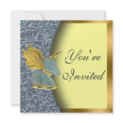 Golden Unicorn Party Invitation by sagart1952