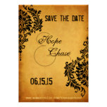 Golden Vintage Black Damask Save the Date Personalized Invite