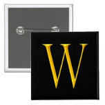 Golden W Monogram Pinback Button
