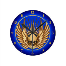 Golden Winged Skull Clocks