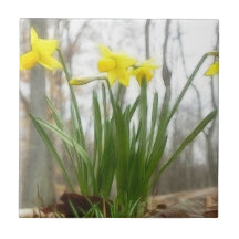 Golden Woodland Daffodils Ceramic Tile