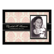 Golden Years Damask Birthday Party Invite (pink)