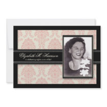 Golden Years Damask Birthday Party Invite (pink)