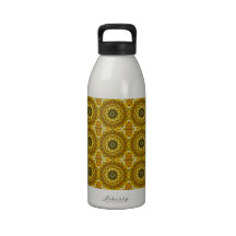 Golden Yellow Abstract Tile 72 Pattern Water Bottles