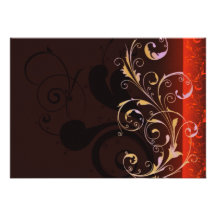 Golden Yellow and Reddish floral design Personalized Invitation