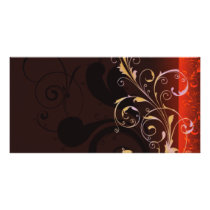 Golden Yellow and Reddish floral design Photo Greeting Card