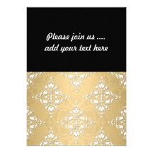 Golden Yellow and White Damask Pattern Custom Invite