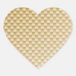 Golden Yellow Carbon Fibre Patterned Heart Sticker