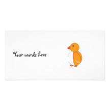 Golden yellow cute penguin personalized photo card