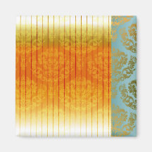 Golden yellow damask valentine gift magnet