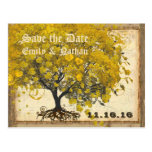 Golden Yellow Heart Leaf Tree Save the Date Post Card