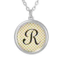 Golden Yellow Polka Dots Personalized Necklace
