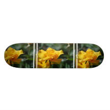 Golden Yellow Rose Bud Skateobard Custom Skate Board