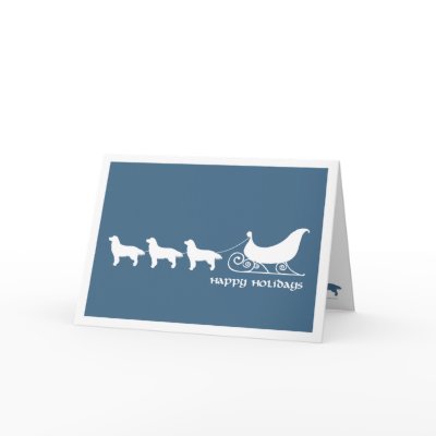 Goldens Pulling Santa's Sleigh Cards by purelypups