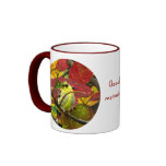 Goldfinch and Autumn Leaves Coffee Mugs