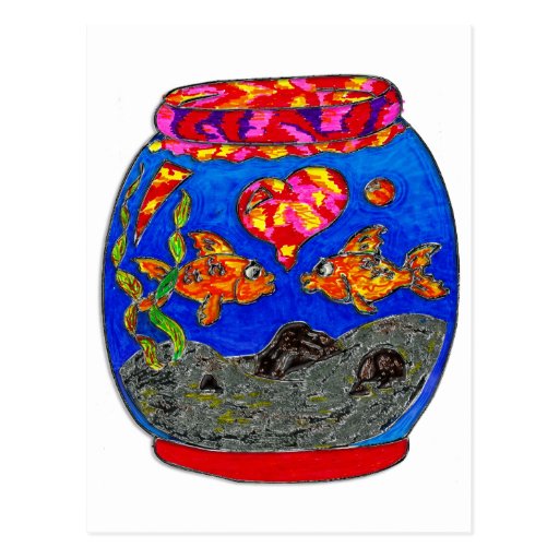 Goldfish in glass bowl post cards