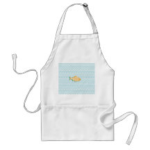 Goldfish on aqua blue chevron aprons
