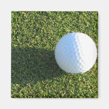 Golf Ball on Golf Green Square Magnet