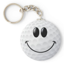 Golf Ball Smiley Face Key Chains