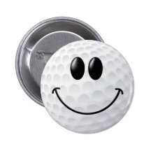 Golf Ball Smiley Face Pinback Buttons