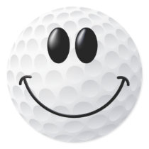Golf Ball Smiley Face Round Stickers