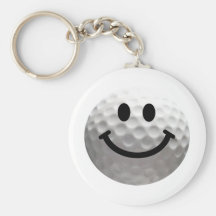 Golf ball smiley key chain