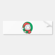 Golf ball smiley wearing santa christmas hat bumper sticker