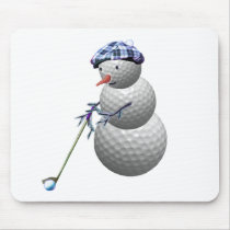 Golf Ball Snowman Christmas Mousepad