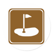 Golf Course Highway Sign Round Sticker