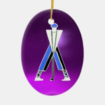 GOLF INSTRUCTOR PURPLE AMETHYST MONOGRAM ORNAMENTS